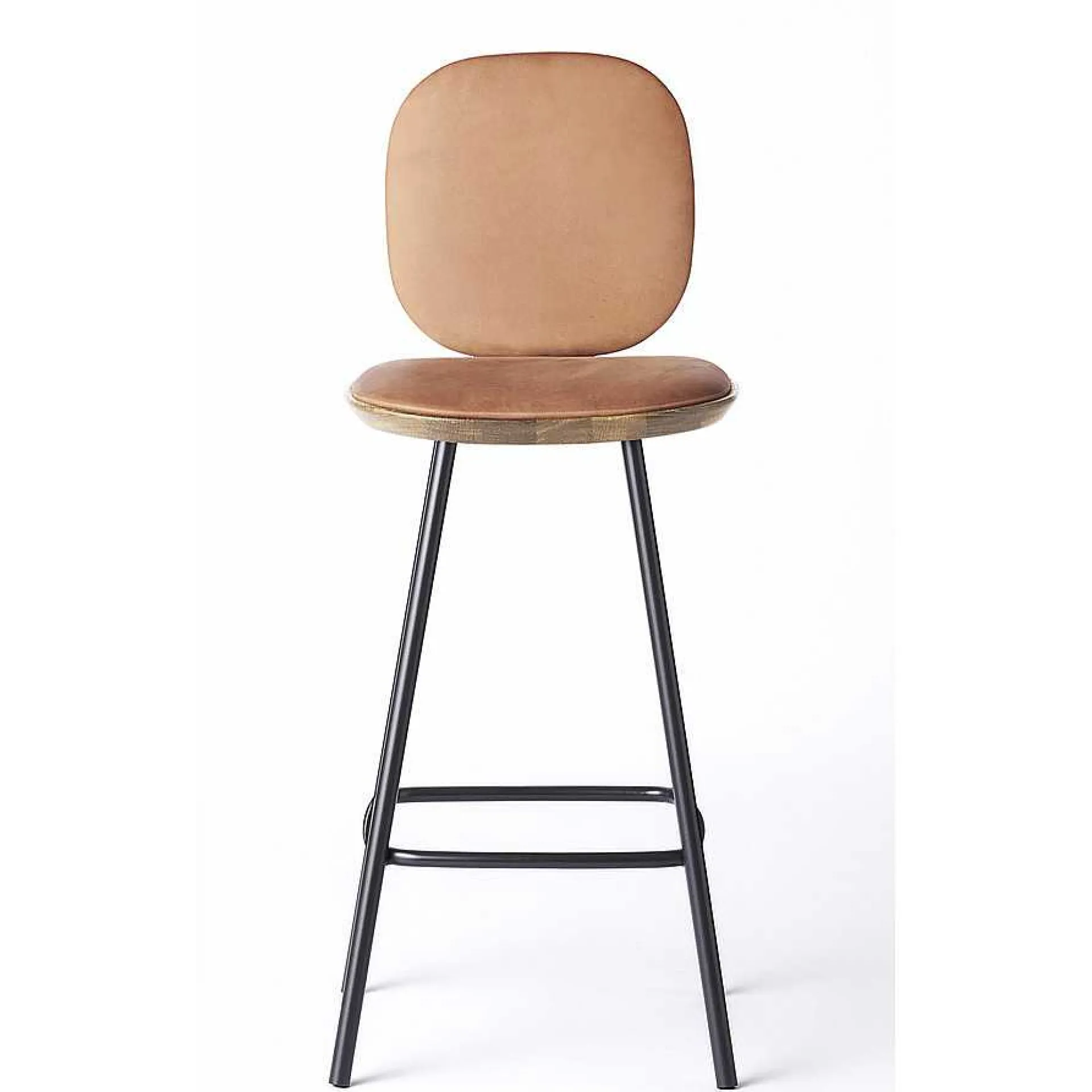 Brdr. Krüger Stools*Pauline Comfort Bar Stool H65 | Metal Legs-Fumed Oak-Cognac Leather
