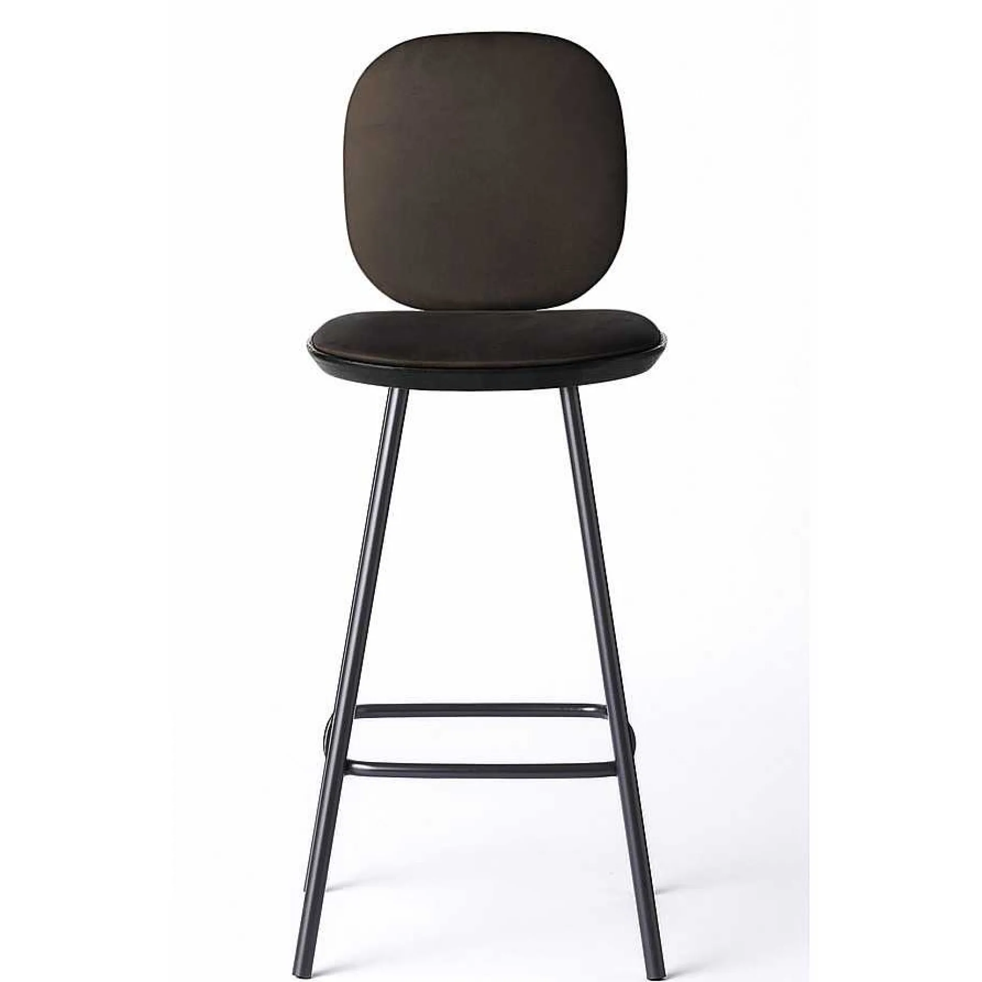 Brdr. Krüger Stools*Pauline Comfort Bar Stool H75 | Black Lacquered Oak-Brown Leather