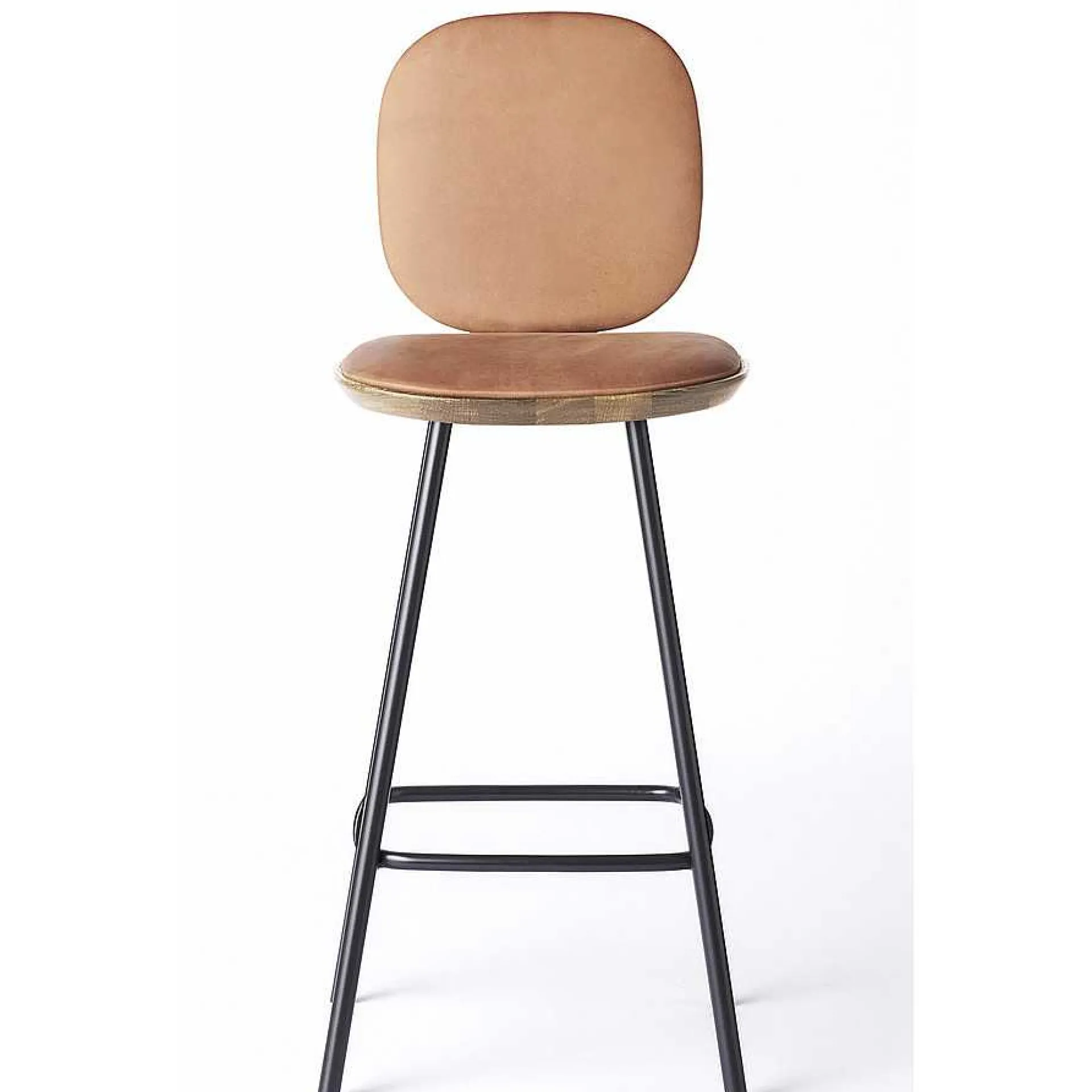 Brdr. Krüger Stools*Pauline Comfort Bar Stool H75 | Metal Legs-Oiled Oak-Cognac Leather
