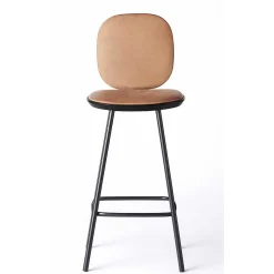 Brdr. Krüger Stools*Pauline Comfort Bar Stool H75 | Metal Legs-Black Lacquered Oak-Cognac Leather