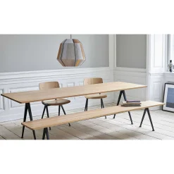 HAY Benches*Pyramid Bench 12 | Bench 250 - Black Structure - Clear Lacquered Solid Oak