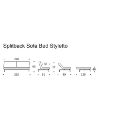 Innovation Living Sofa Beds*Splitback Styletto Sofa Bed | 507 - Wood Legs |115-210 Cm
