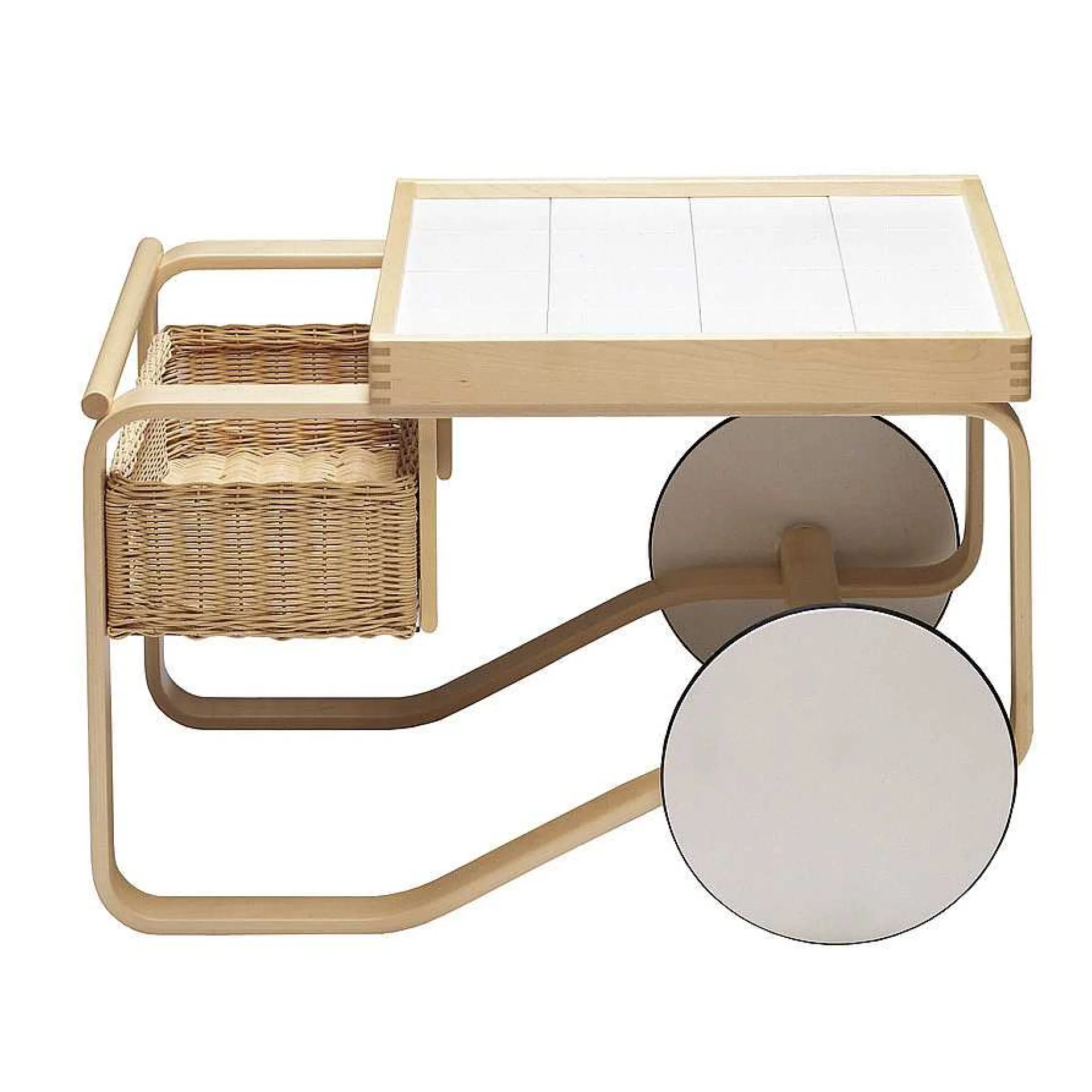 Artek Coffee Tables*Tea Trolley 900 | Natural Birch - Top White Ceramic