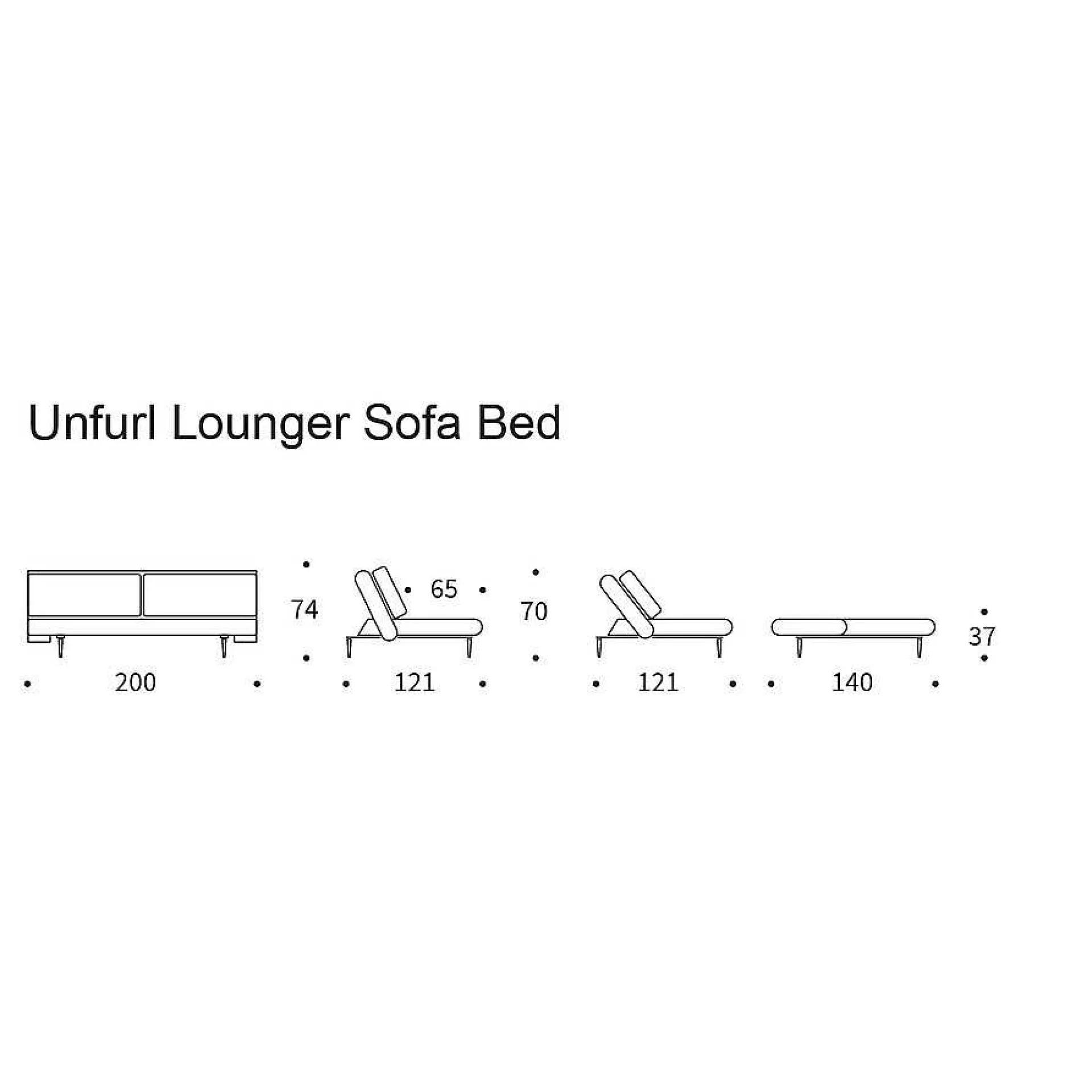 Innovation Living Sofa Beds*Unfurl Lounger Sofa Bed |518 - Dark Wood Legs |140-200 Cm
